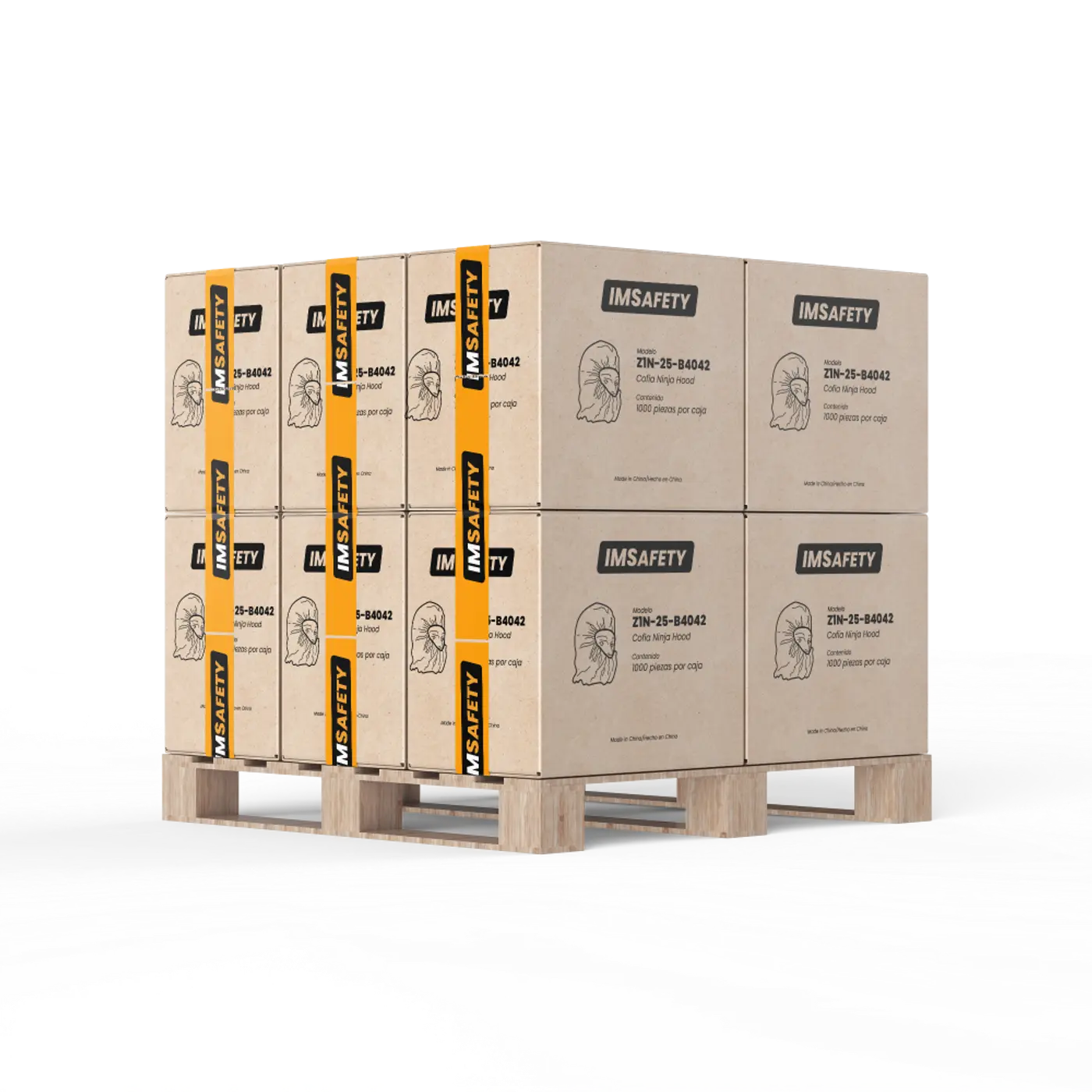Cajas IMSafety de cartón kraft sobre tarima