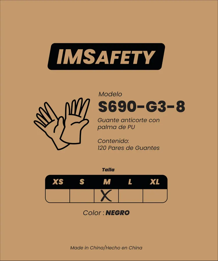 Arte de la caja IMSafety S690-G3-8, guante anticorte talla M