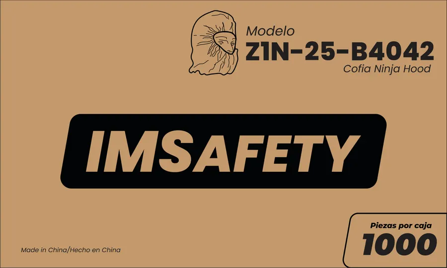 Arte de la caja IMSafety Z1N-25-B4042, cofia ninja hood