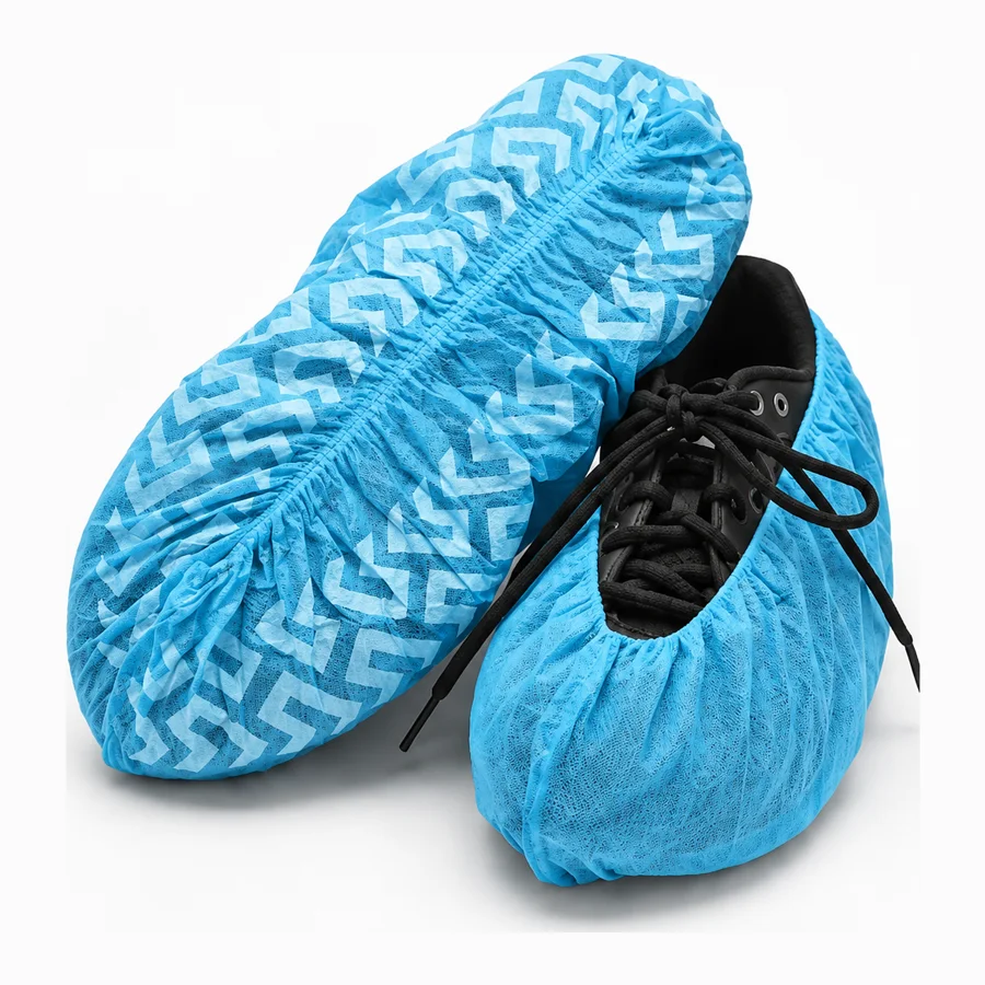 Par de cubrezapatos desechables azules con suela antideslizante